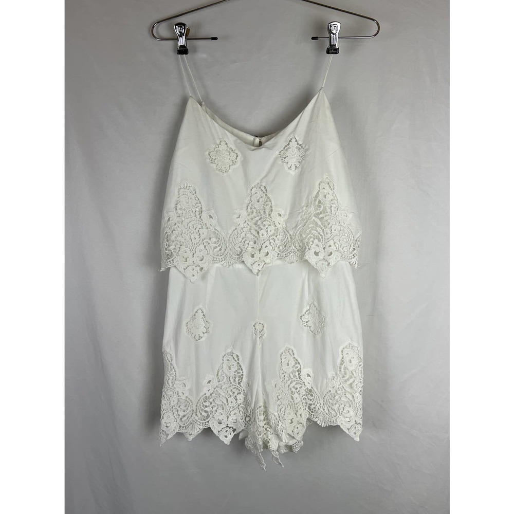 Gray Saks 5th Ave White / Cream Colored Romper, Size Medium